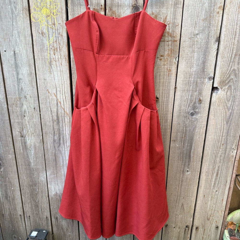 DSQUARED2 Orange Red Sleeveless Midi Sundress